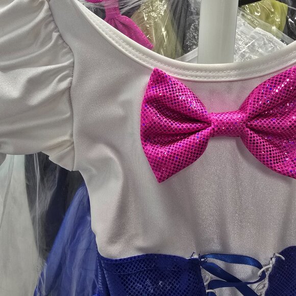 Girls Ballet Recital Outfit (7 Years) –White Leotard with Blue Corset Tutu & bow - Picture 4 of 9